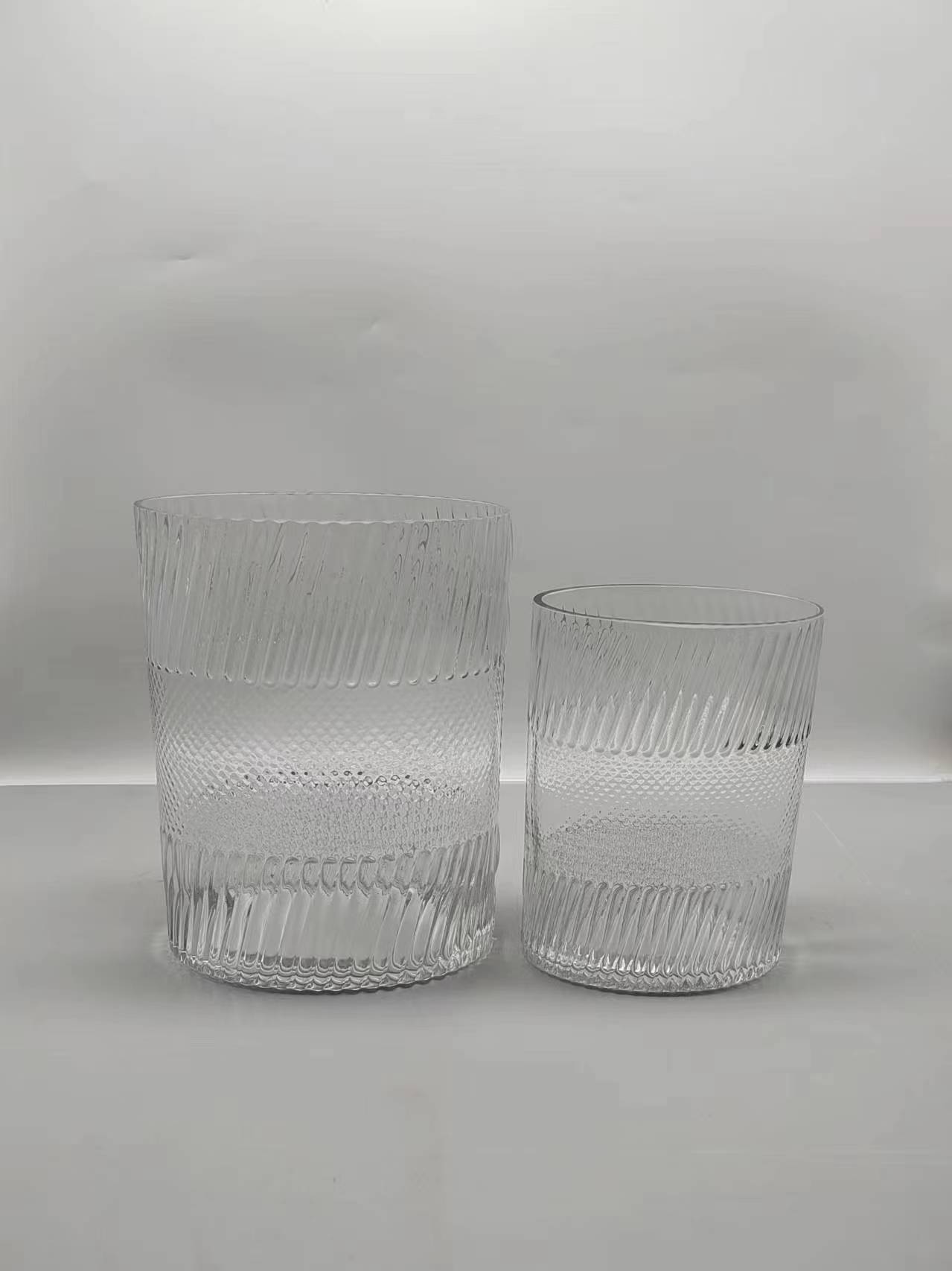 A group of clear glass vase made-hand