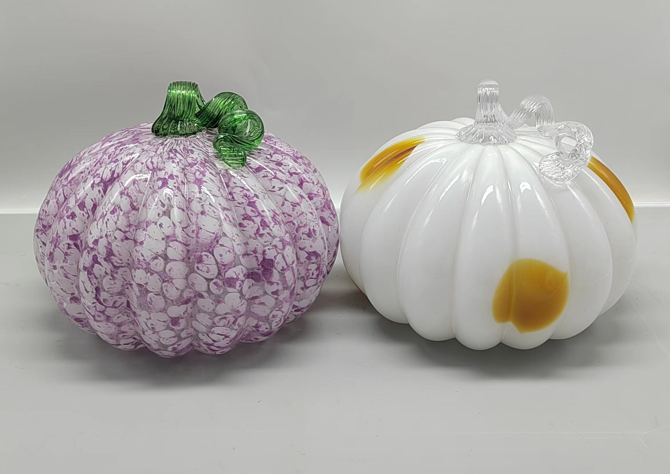 Glass pumpkin  for Halloween in primary color  hand-made